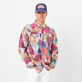 Men's Madras Long-Sleeve Patterned Shirt