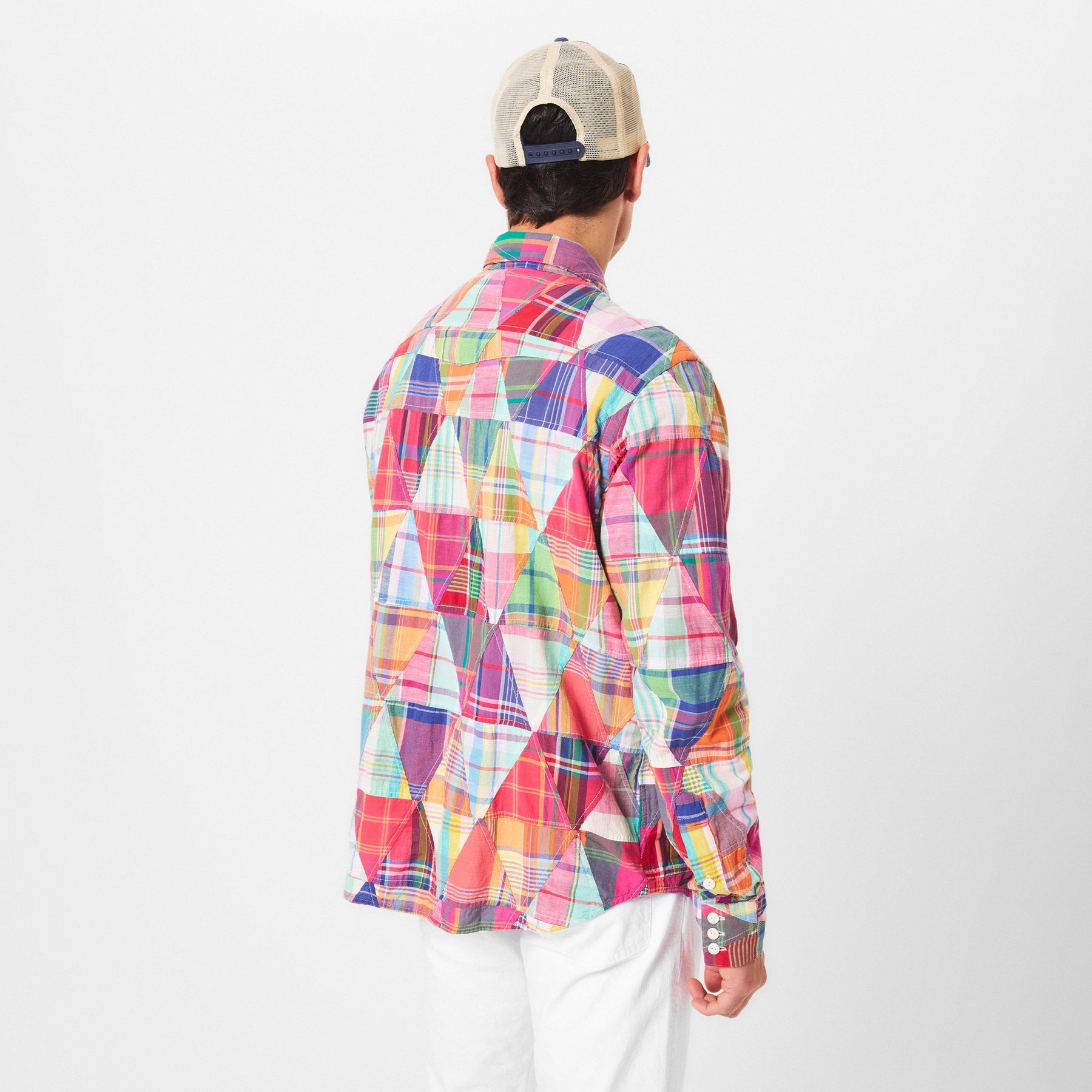 Men's Madras Long-Sleeve Patterned Shirt