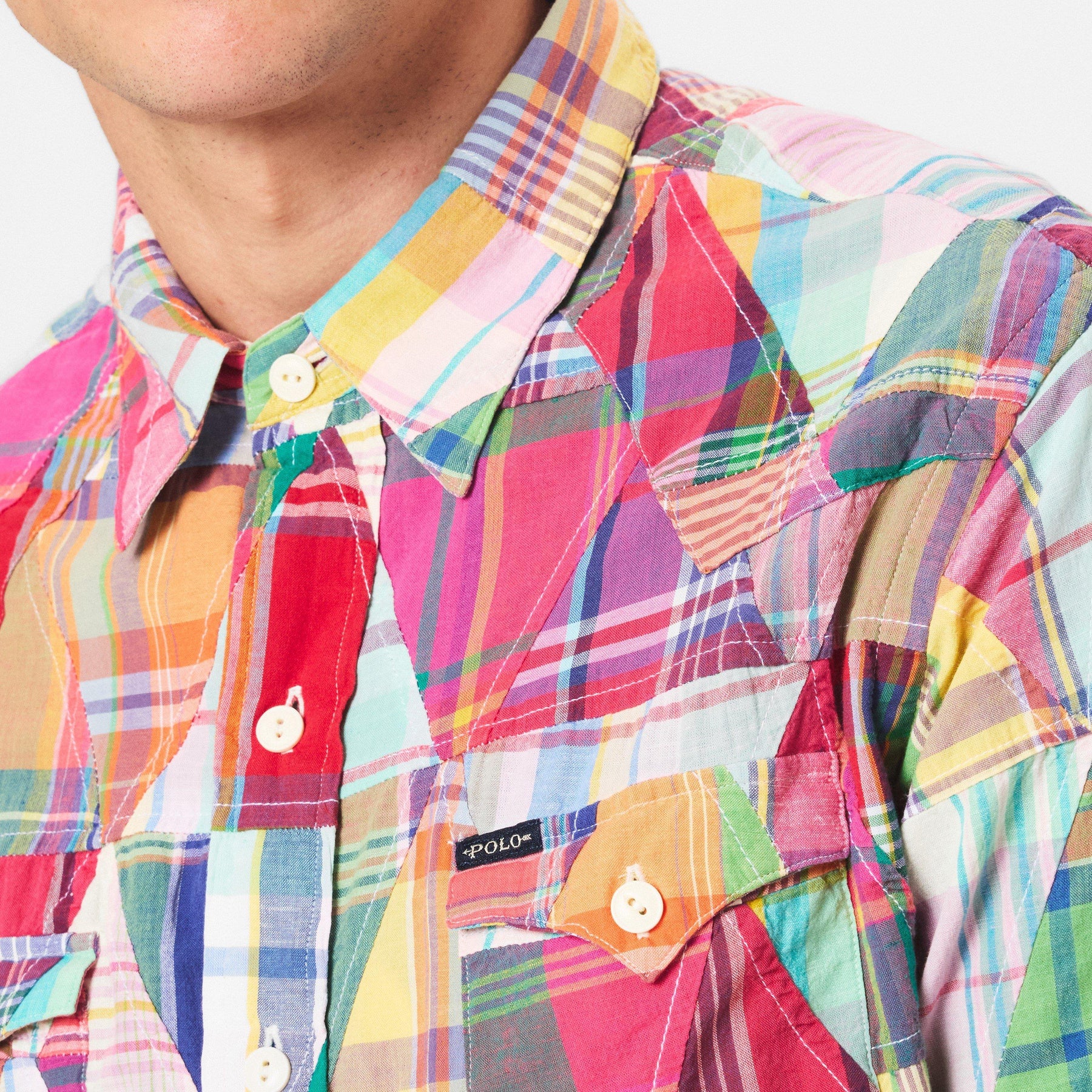 Men's Madras Long-Sleeve Patterned Shirt