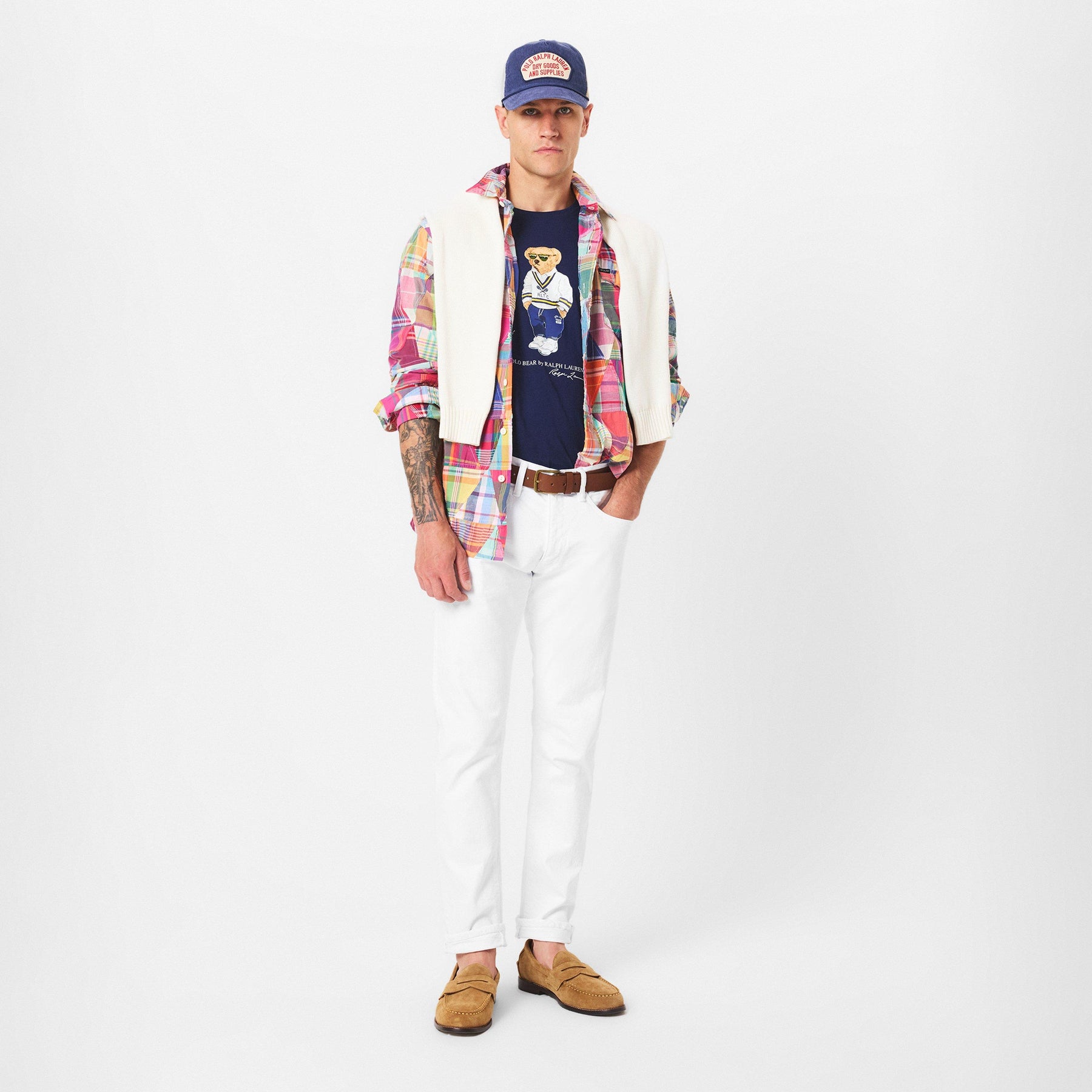 Men's Madras Long-Sleeve Patterned Shirt