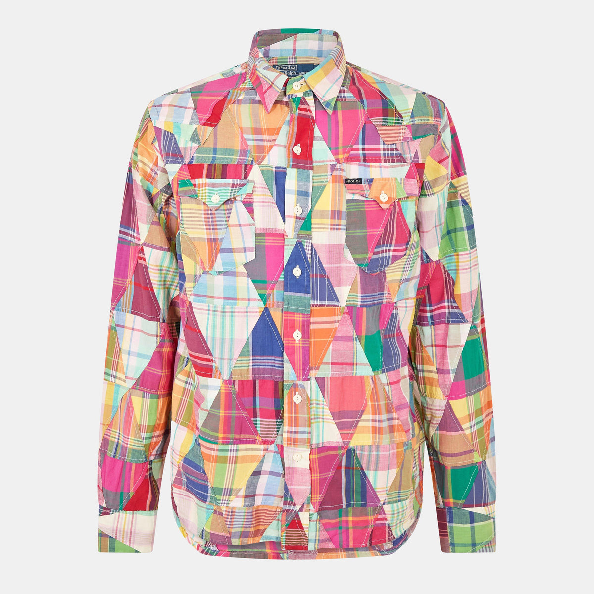 Men's Madras Long-Sleeve Patterned Shirt