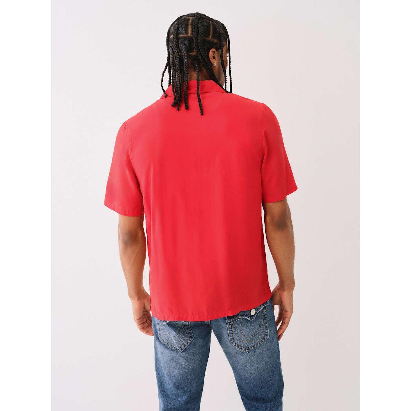 Camp Collar Short-Sleeve Plain Shirt