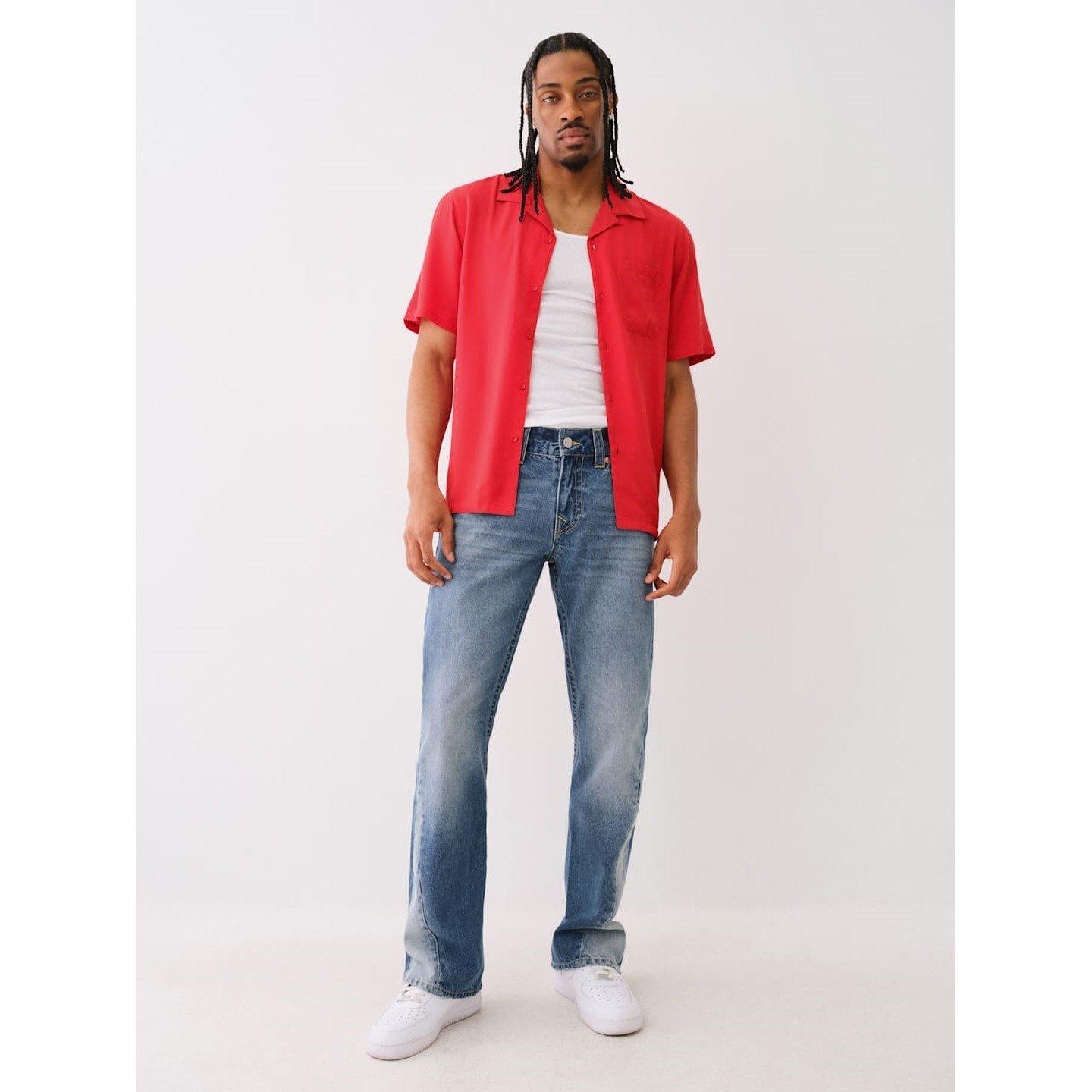 Camp Collar Short-Sleeve Plain Shirt