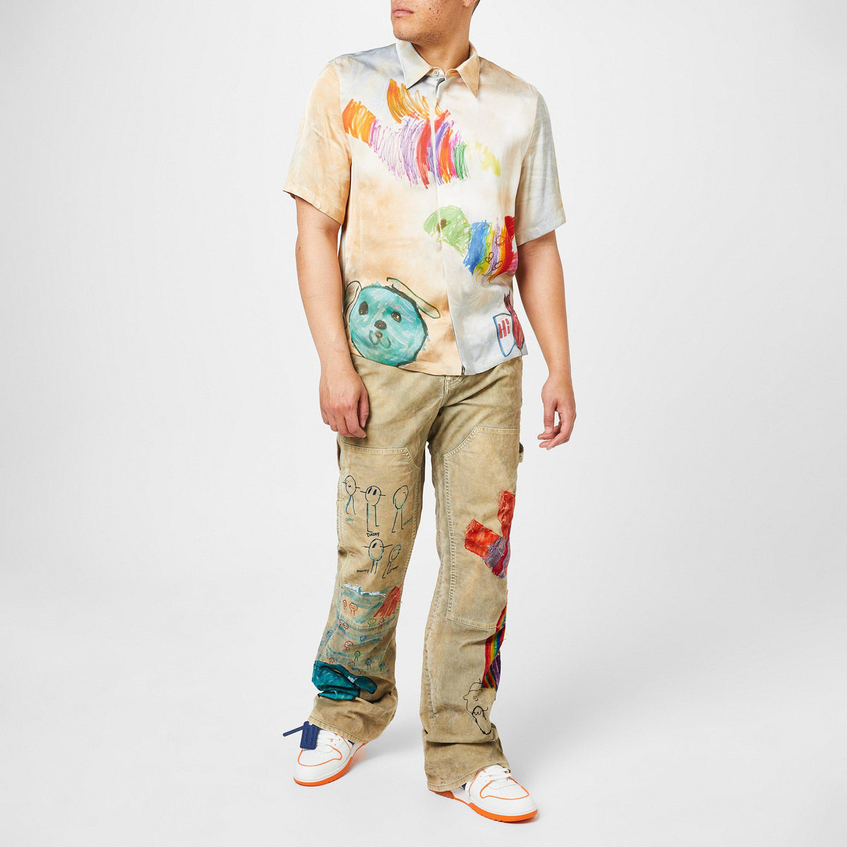 Cartoon-Print Short-Sleeved Shirt