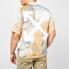 Cartoon-Print Short-Sleeved Shirt