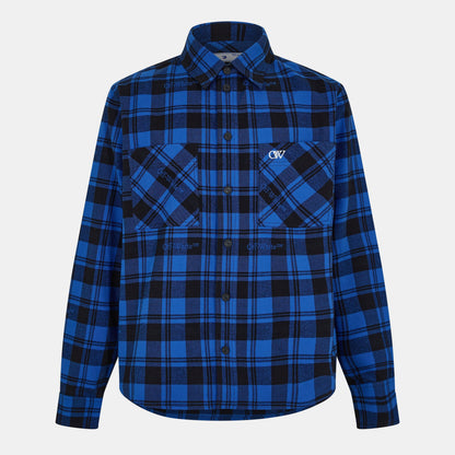 Arrow Plaid Cotton Long Sleeve Embroidered Shirt