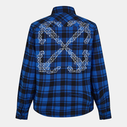 Arrow Plaid Cotton Long Sleeve Embroidered Shirt