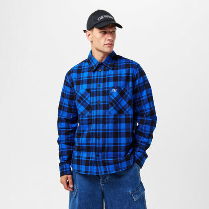 Arrow Plaid Cotton Long Sleeve Embroidered Shirt
