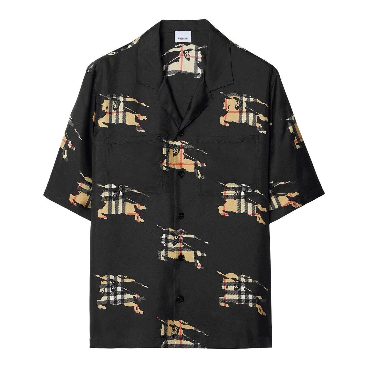 Equestrian Knight-Print Silk Shirt