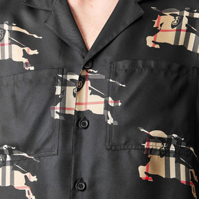 Equestrian Knight-Print Silk Shirt