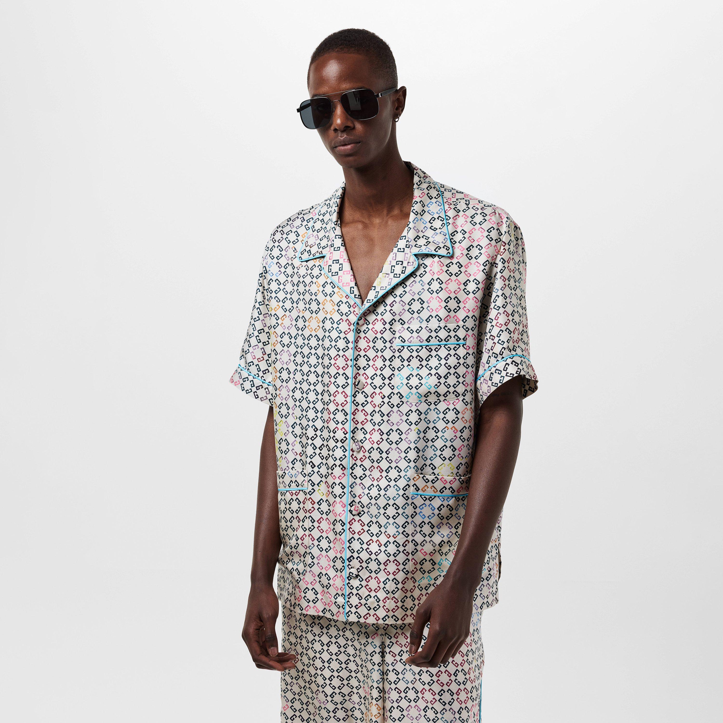 Men's GIV Mono Silk Short-Sleeve Patterned Shirt