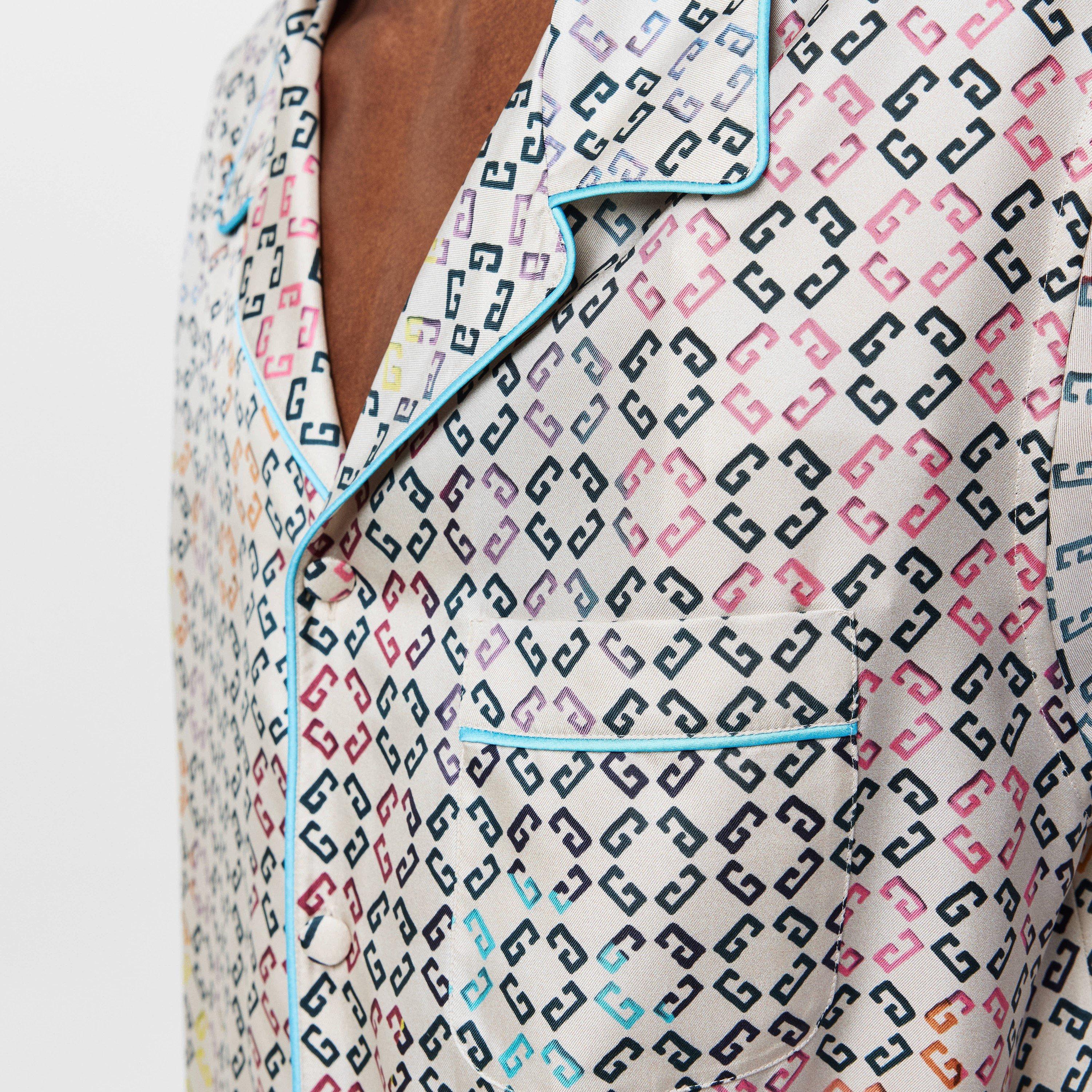 Men's GIV Mono Silk Short-Sleeve Patterned Shirt