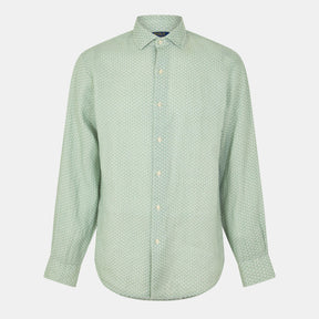 Custom Fit Mallet-Print Linen Shirt