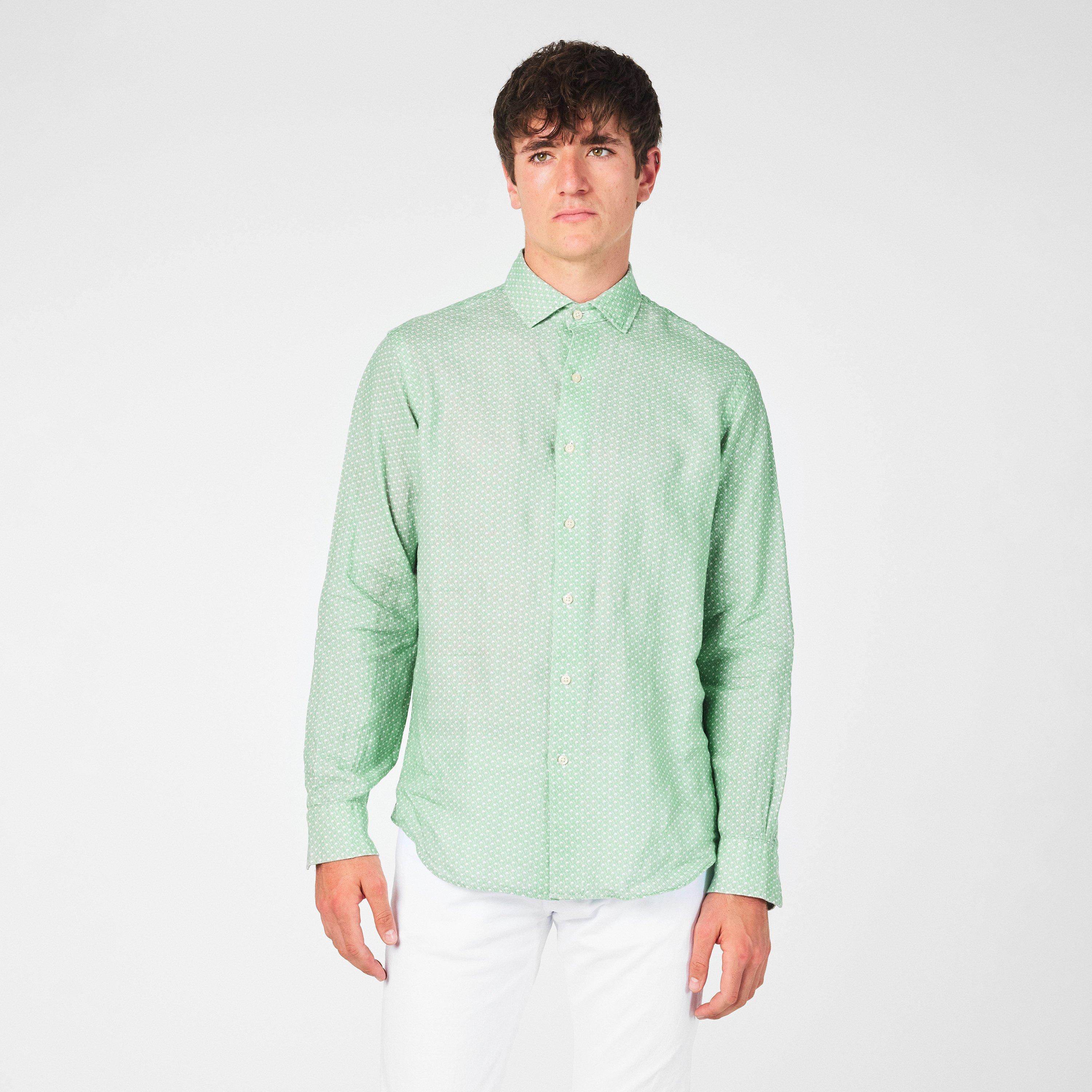 Custom Fit Mallet-Print Linen Shirt