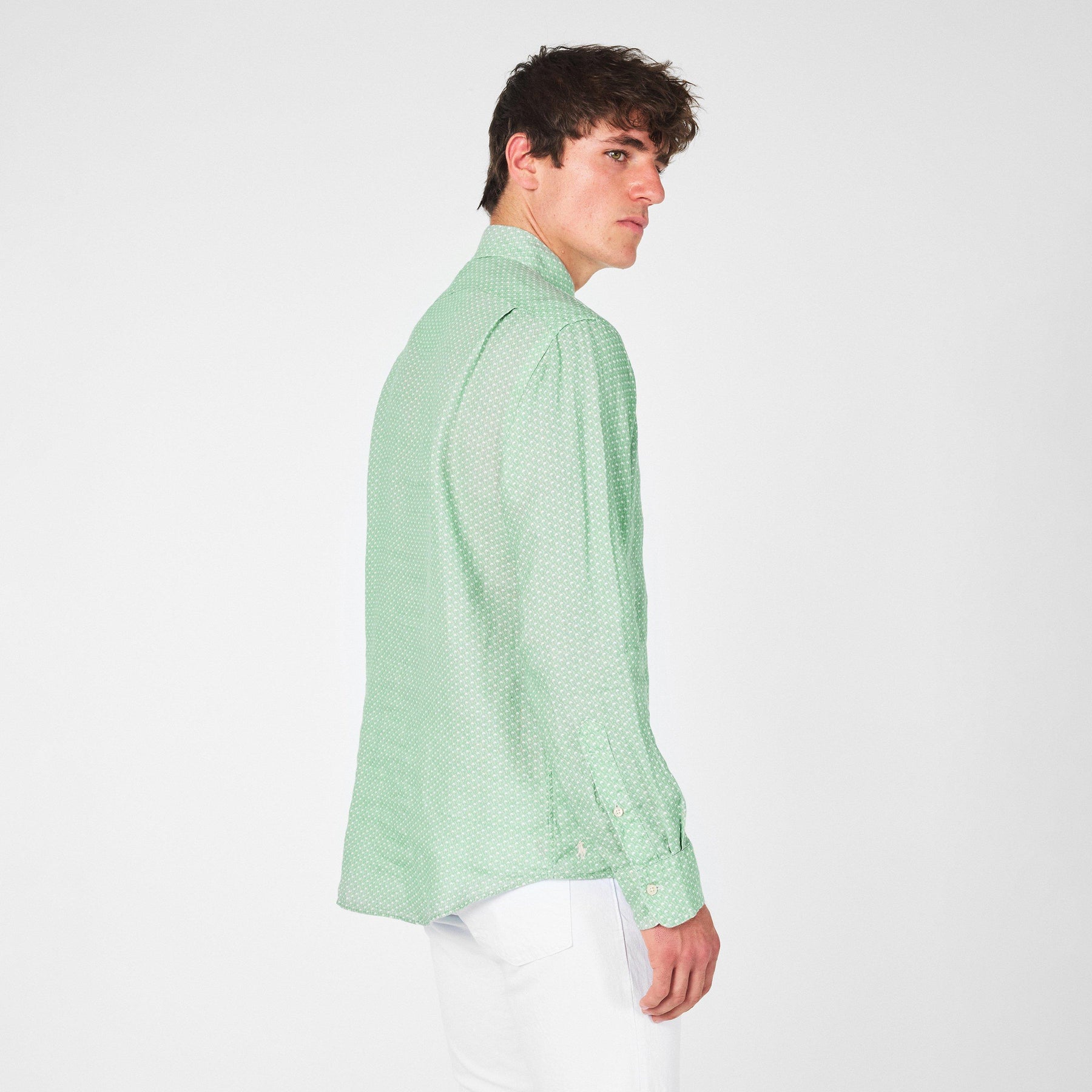 Custom Fit Mallet-Print Linen Shirt