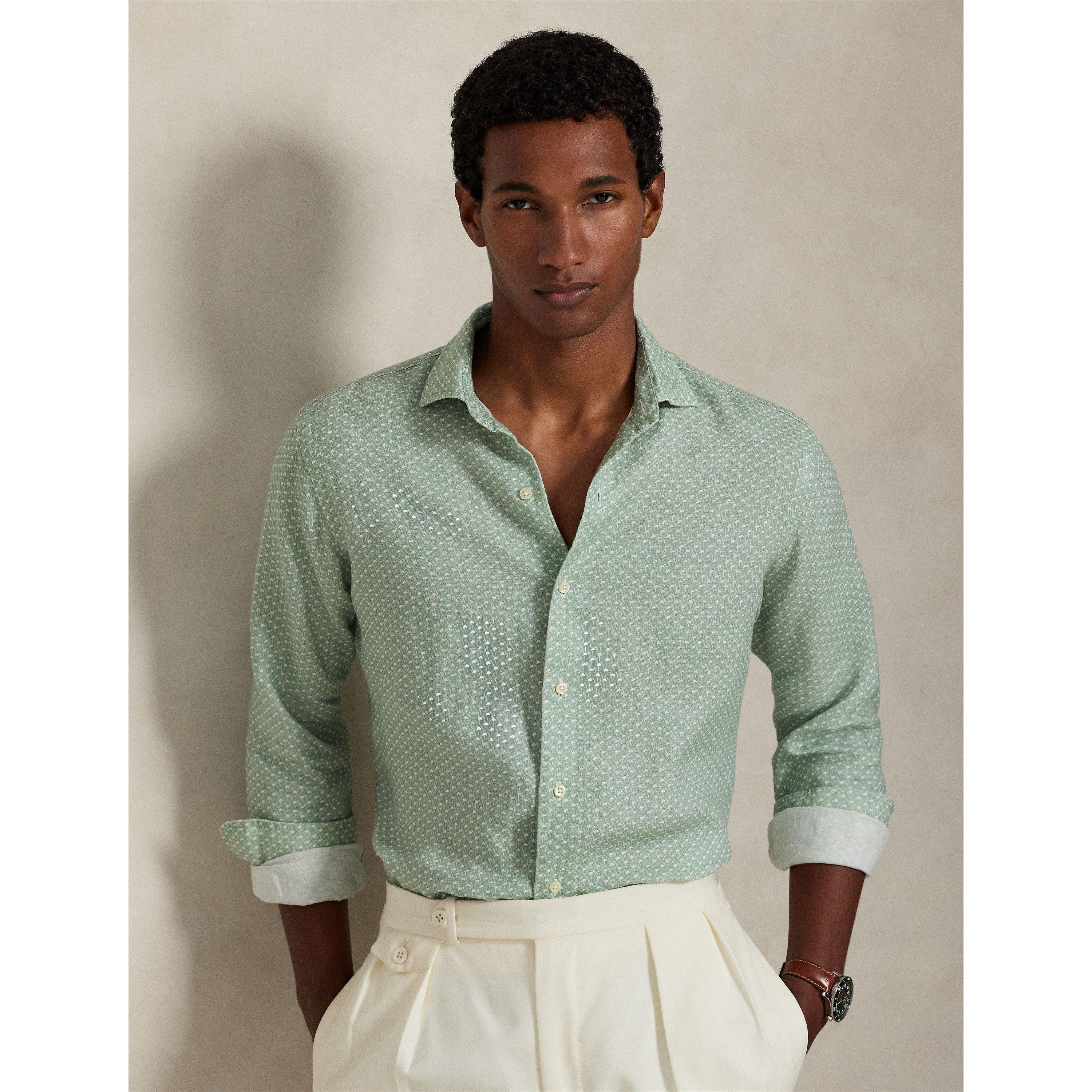 Custom Fit Mallet-Print Linen Shirt