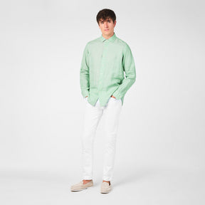 Custom Fit Mallet-Print Linen Shirt