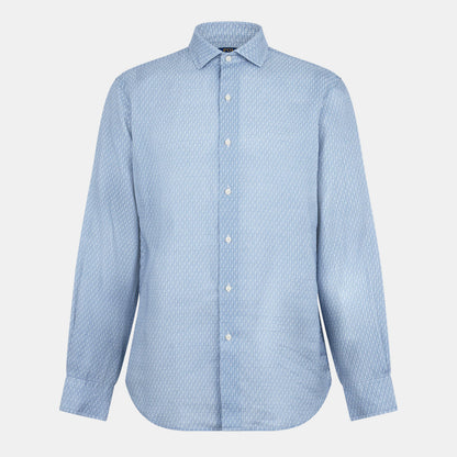 Custom Fit Mallet-Print Linen Shirt