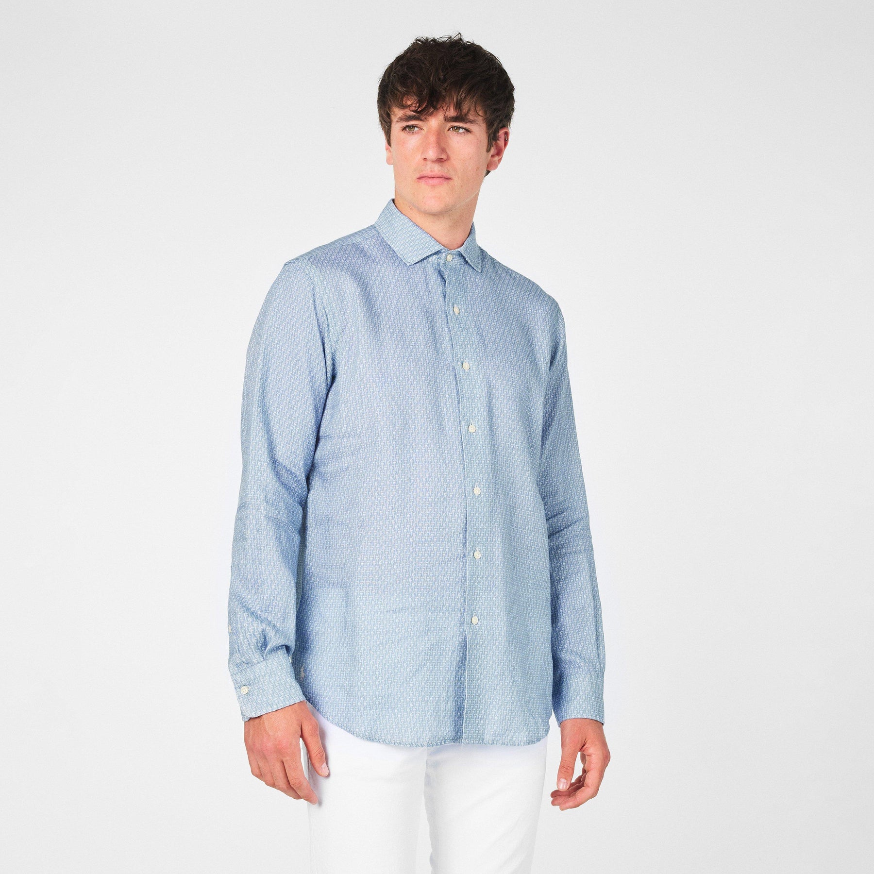 Custom Fit Mallet-Print Linen Shirt