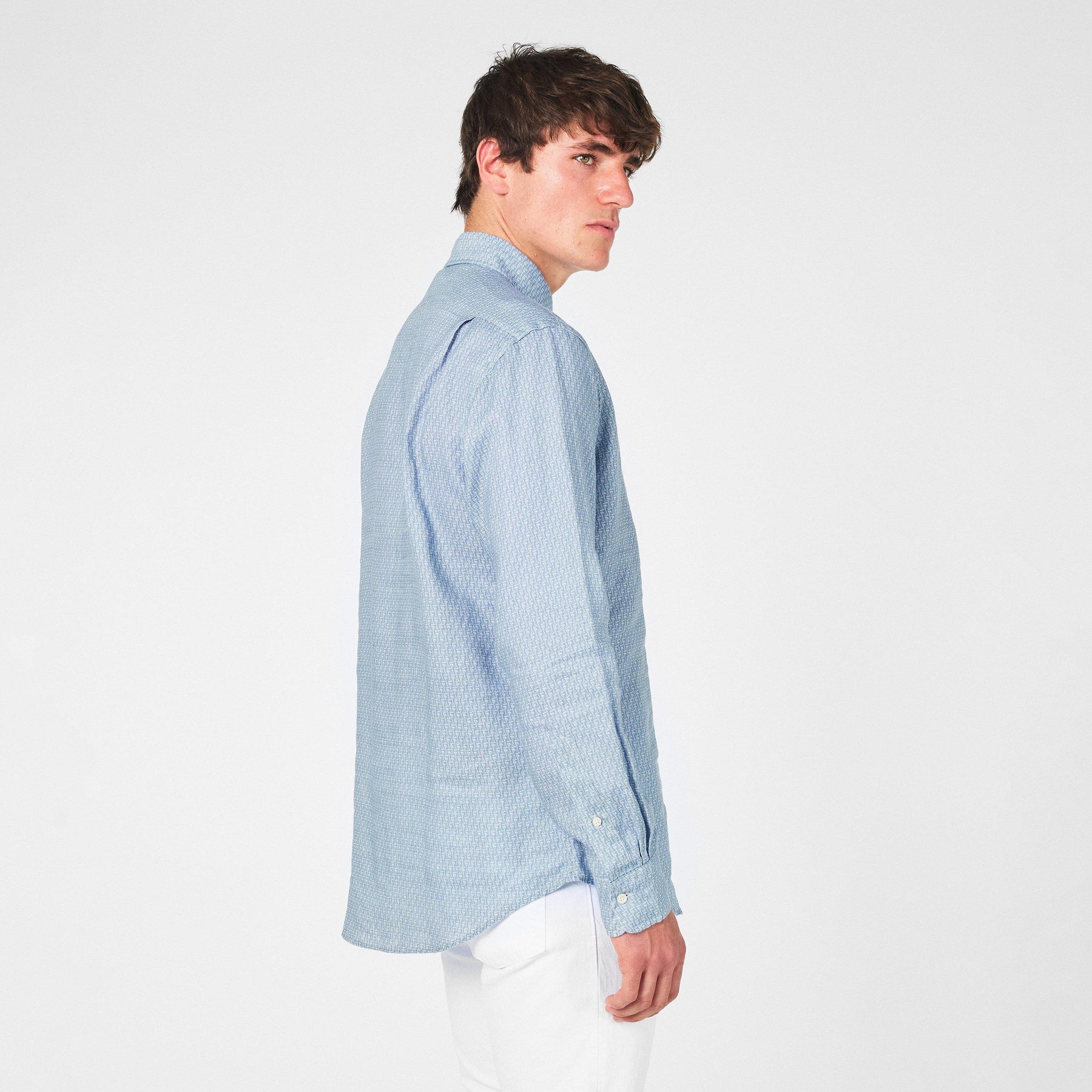 Custom Fit Mallet-Print Linen Shirt