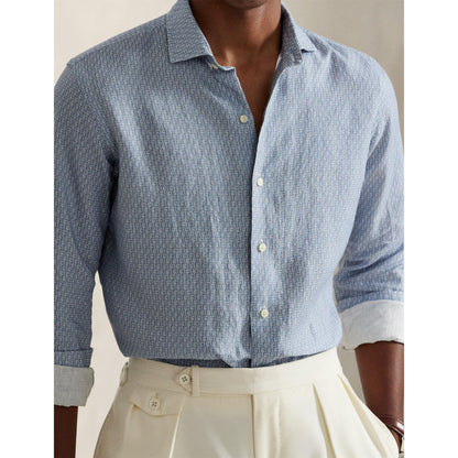 Custom Fit Mallet-Print Linen Shirt
