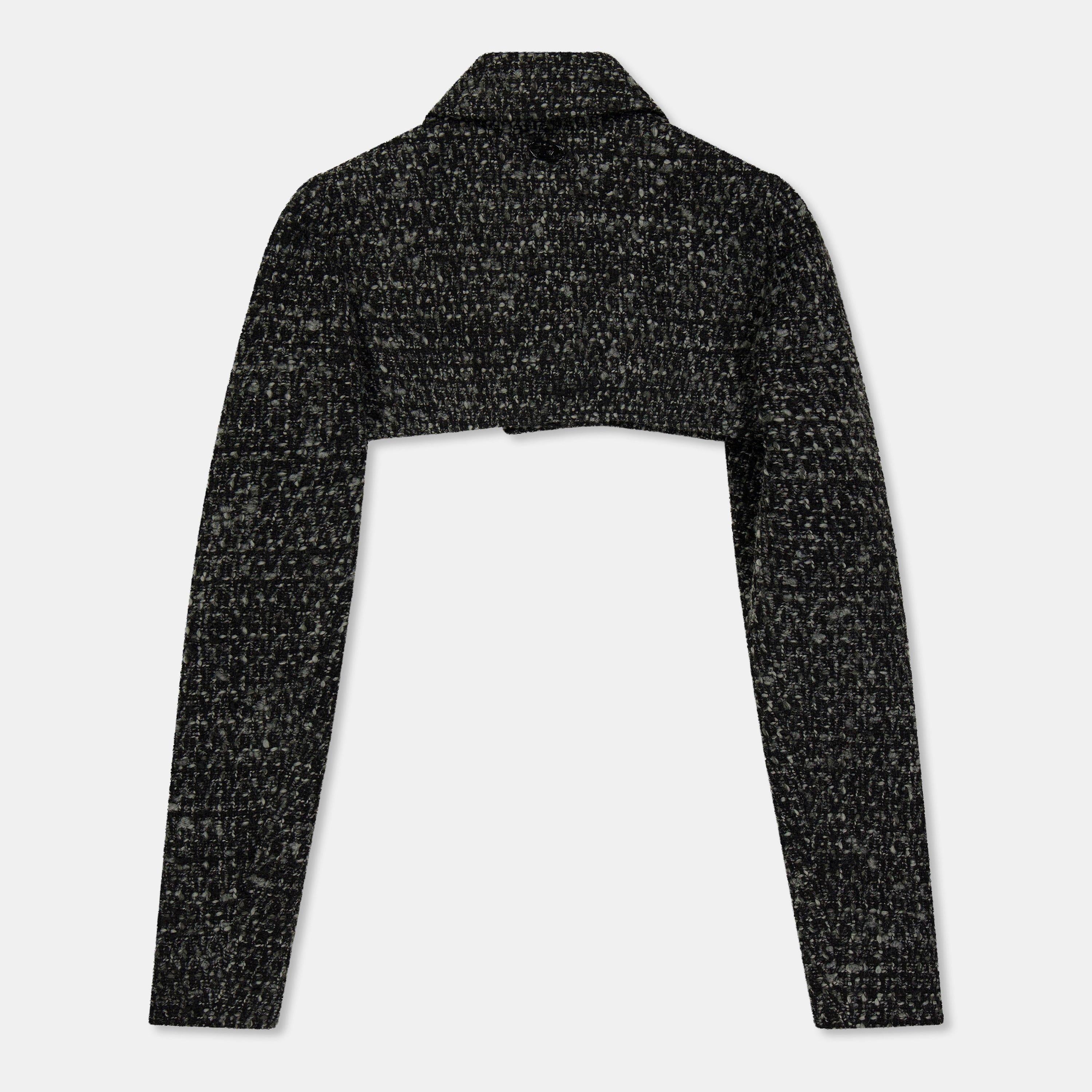 G-Anne Bouclv© Tweed Long Sleeve Ultra-Cropped Blazer