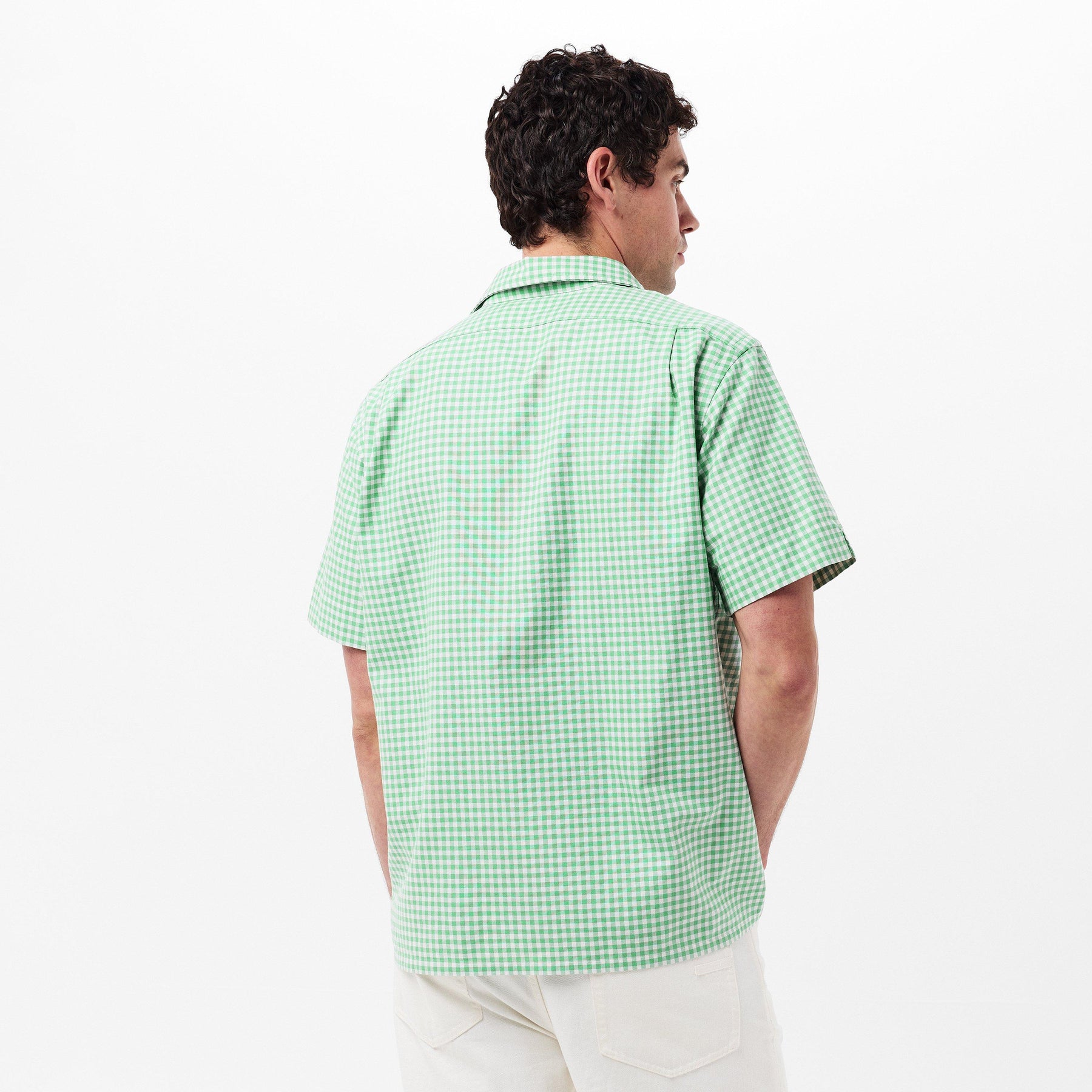 Men's Gingham Short-Sleeve Patterned Shirt