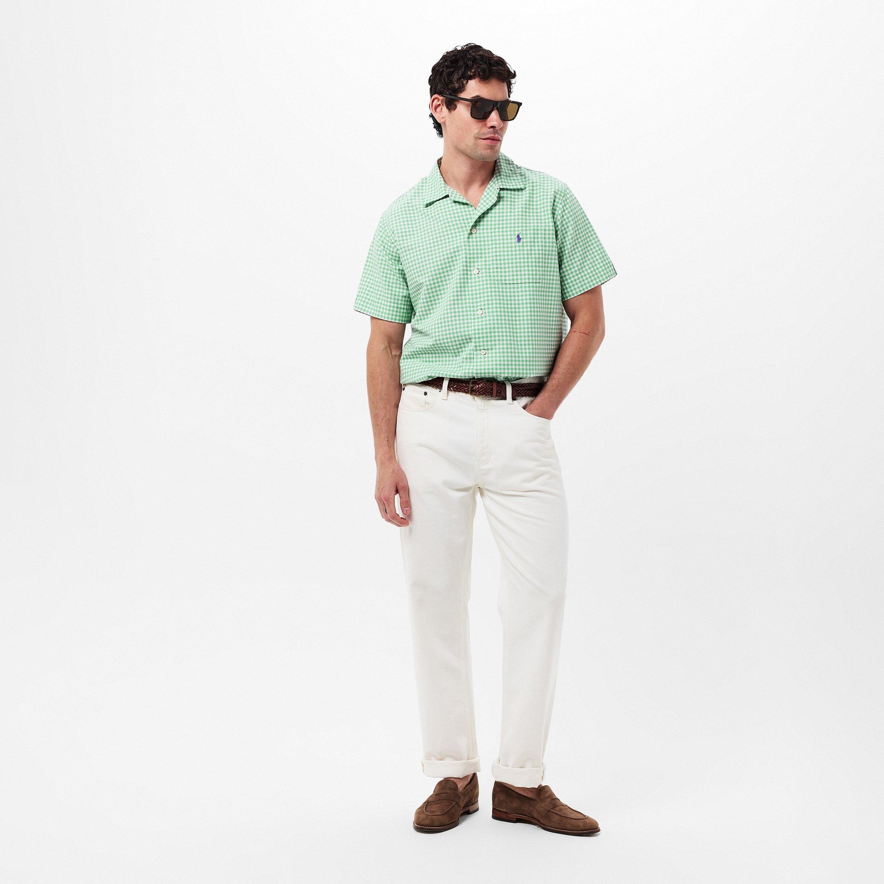 Men's Gingham Short-Sleeve Patterned Shirt