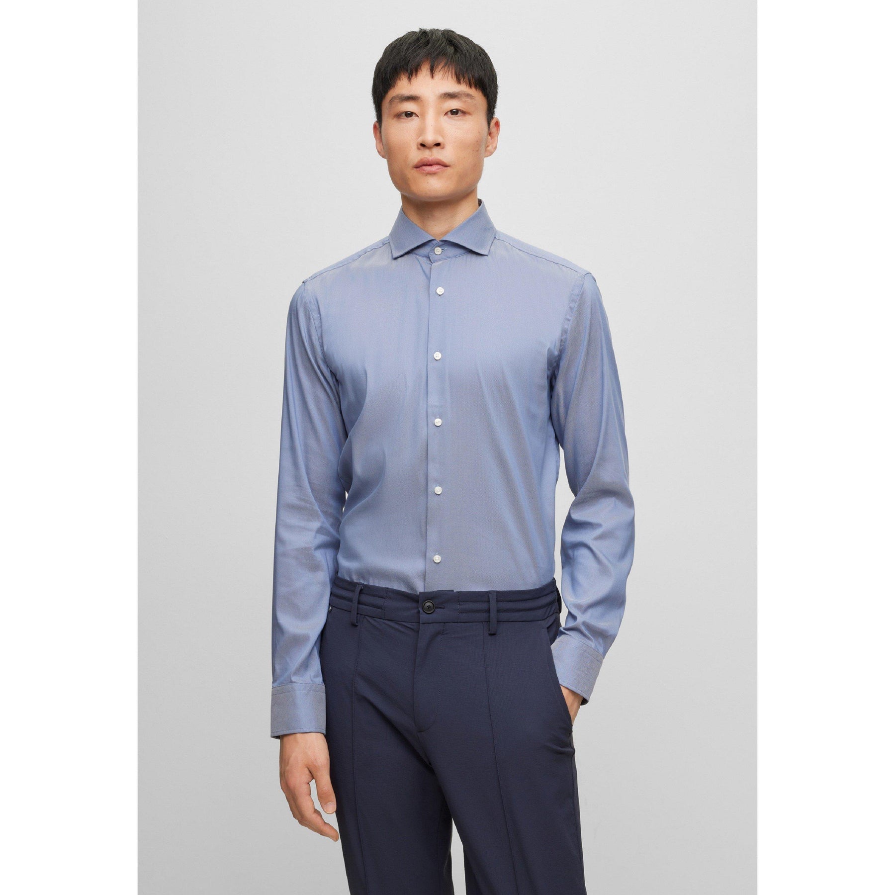 Men's P-Hank-Spread-C1-222 Plain Long-Sleeve Shirt