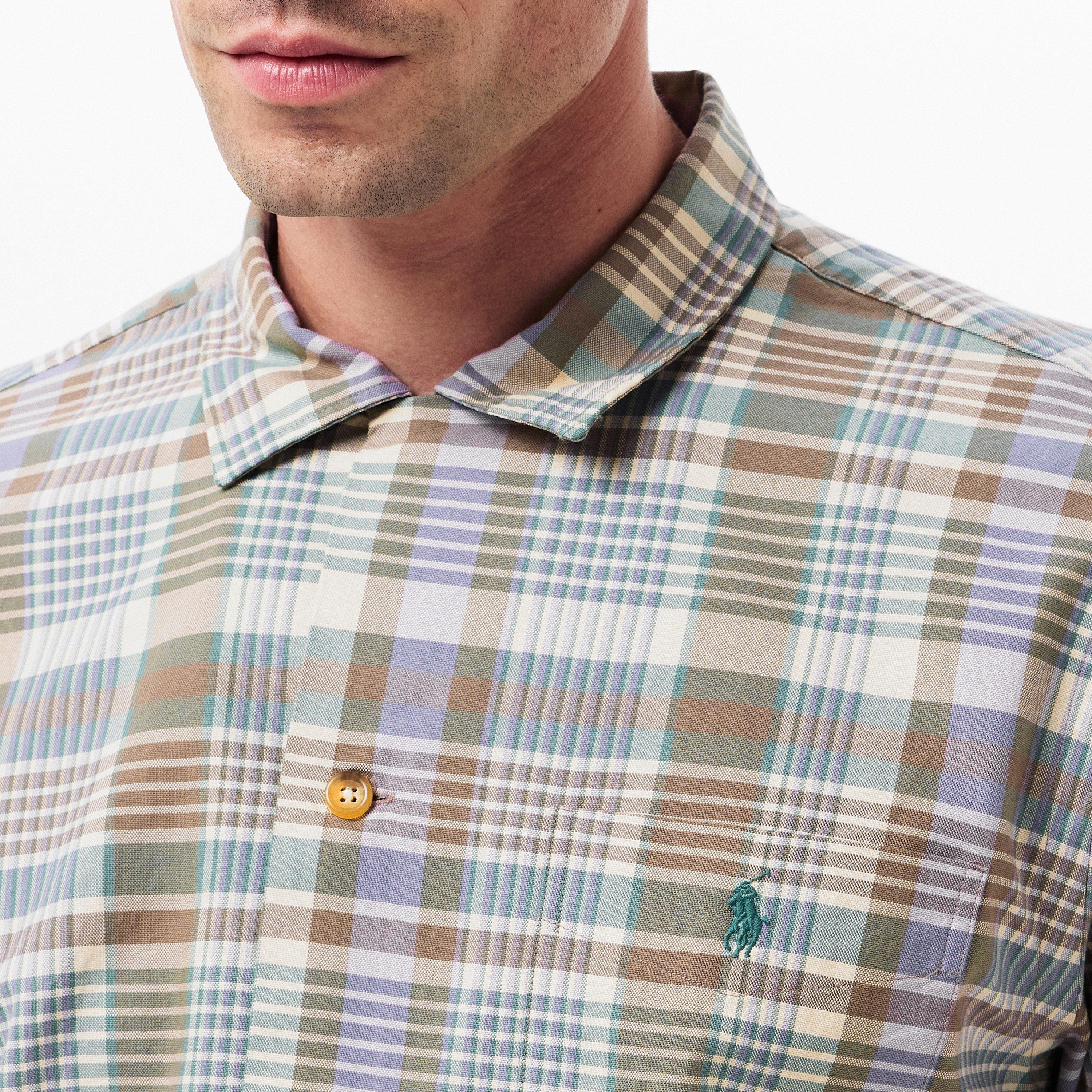 Men's Plaid Short-Sleeve Patterned Shirt