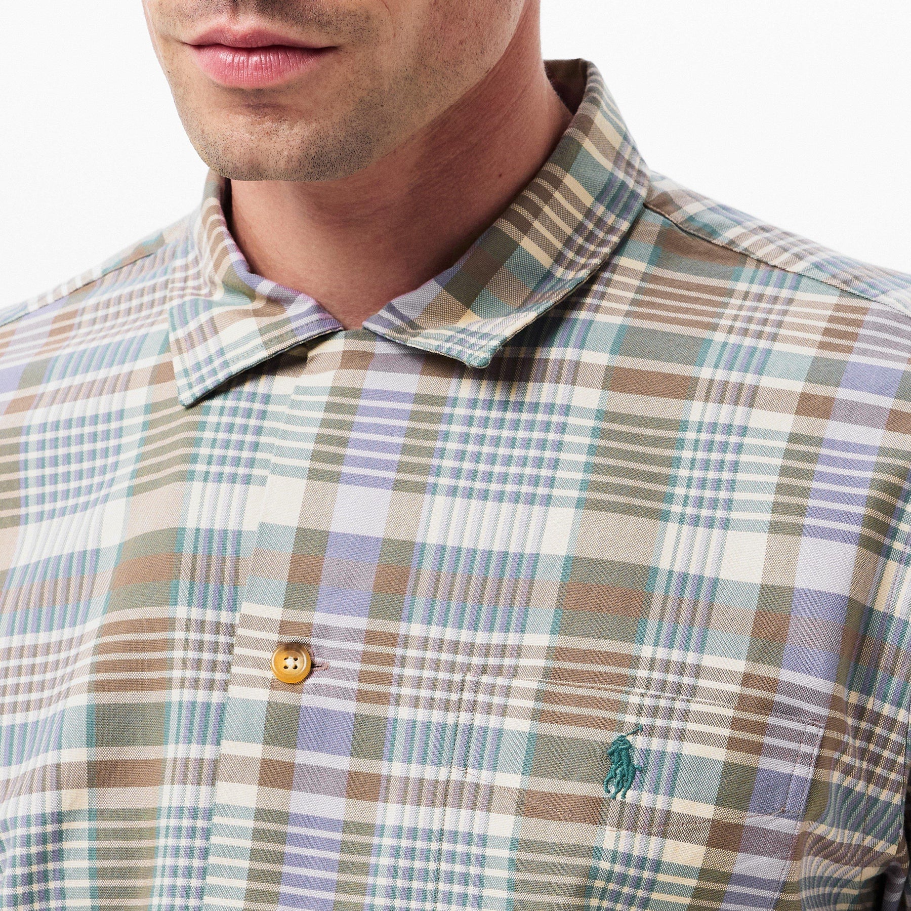 Men's Plaid Short-Sleeve Patterned Shirt