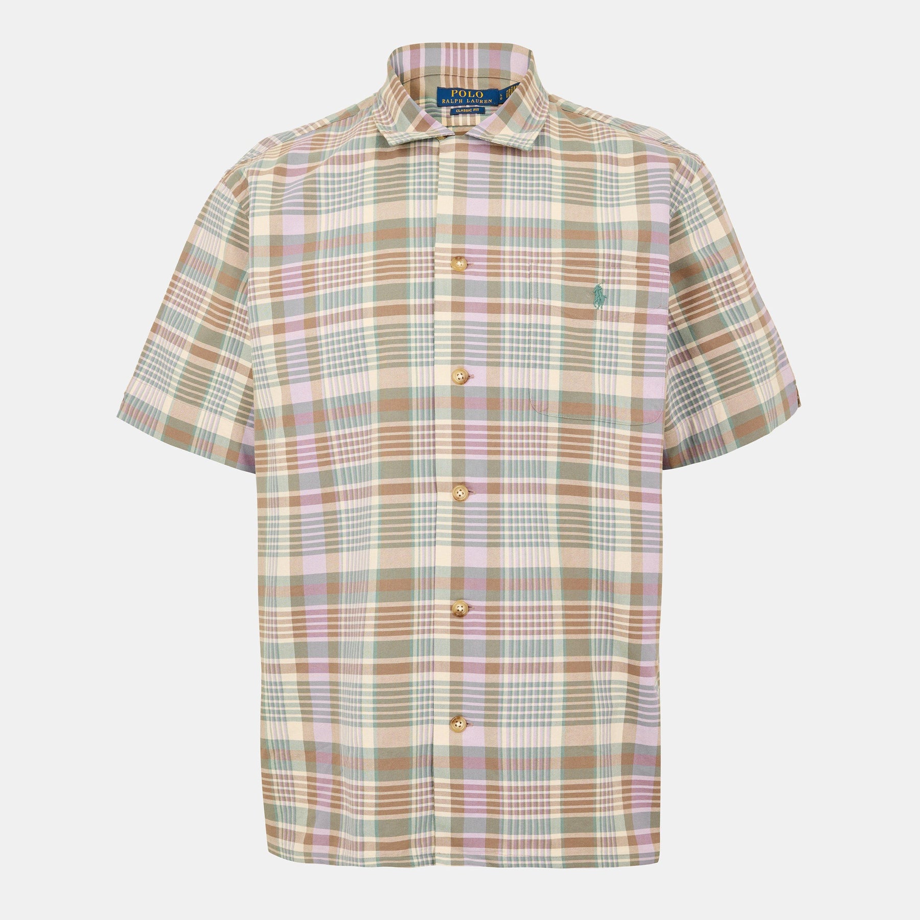 Men's Plaid Short-Sleeve Patterned Shirt