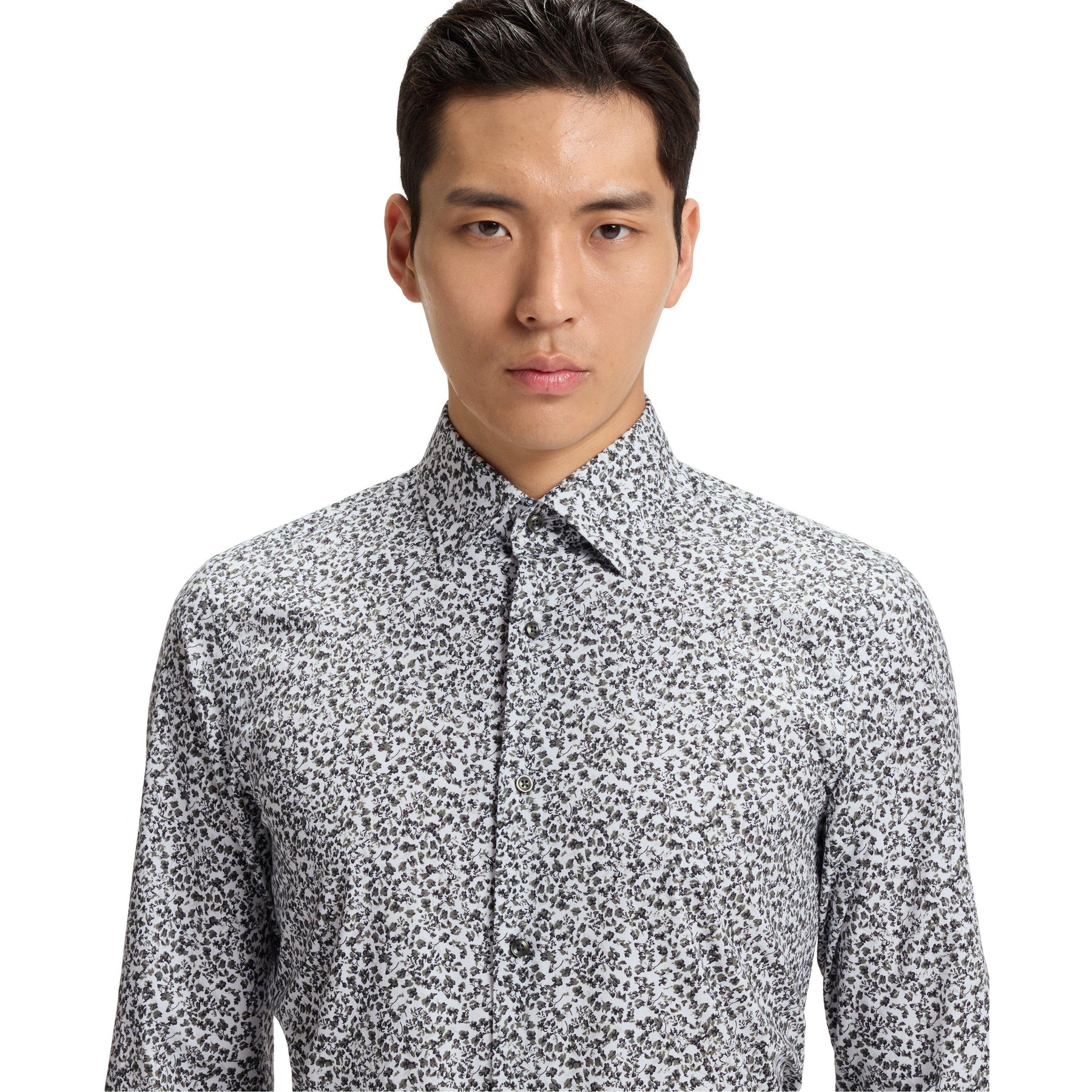 Men's Floral Print Stretch Cotton Shirt