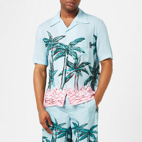 Palm Tree Print Bowling Shirt