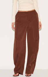 Chocolate Woven Tailored Cocoon Leg Trousers