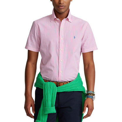 Striped Seersucker Short-Sleeve Shirt