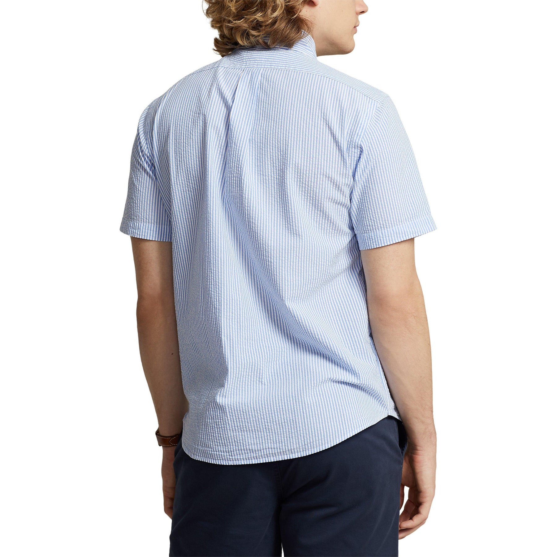 Striped Seersucker Short-Sleeve Shirt