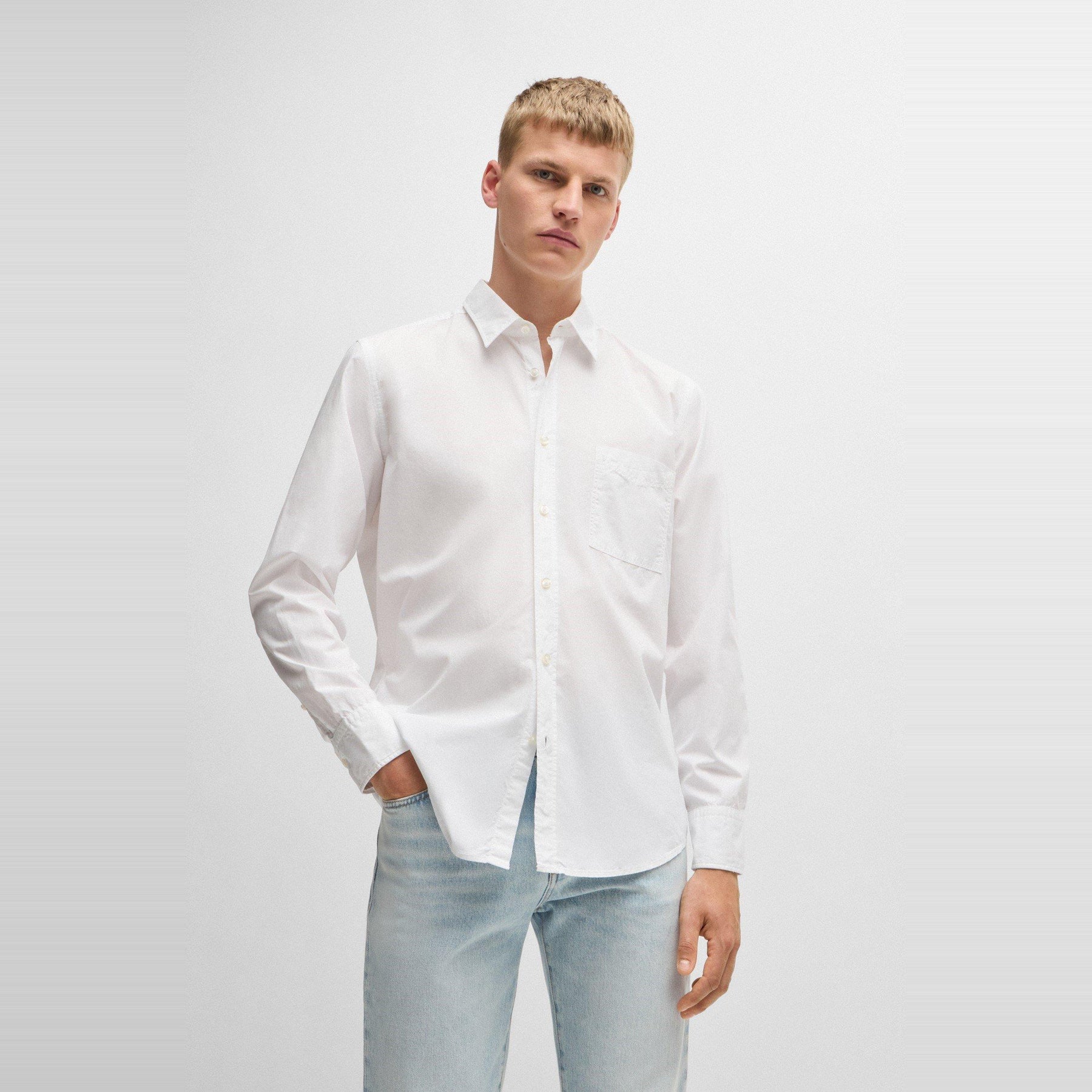 Men's Relegant Plain Long-Sleeve Shirt