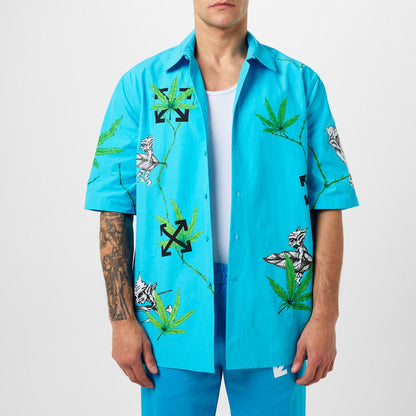 Men's Weed Short-Sleeve Shirt, Striking Graphic Print