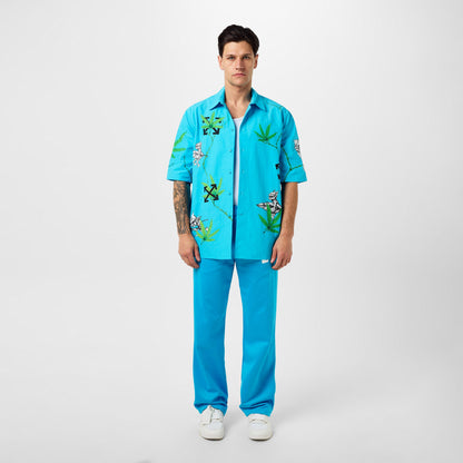 Men's Weed Short-Sleeve Shirt, Striking Graphic Print