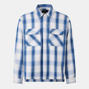 Men's Cotton-Blend Cheque Shirt, Oversized Fit