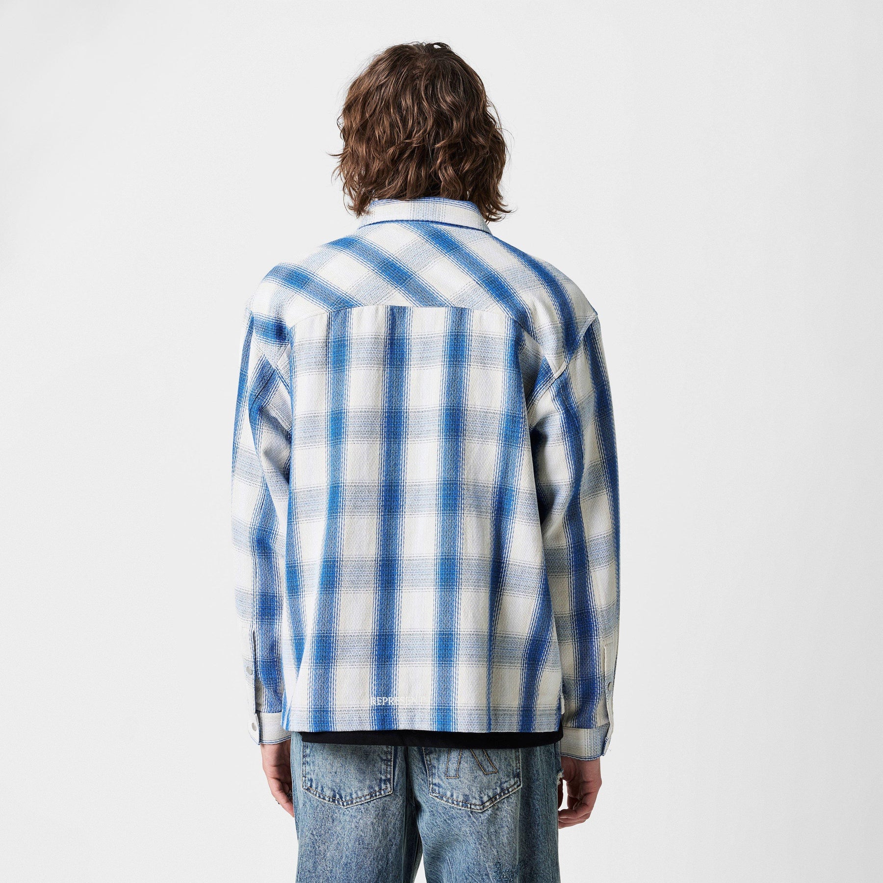 Men's Cotton-Blend Cheque Shirt, Oversized Fit