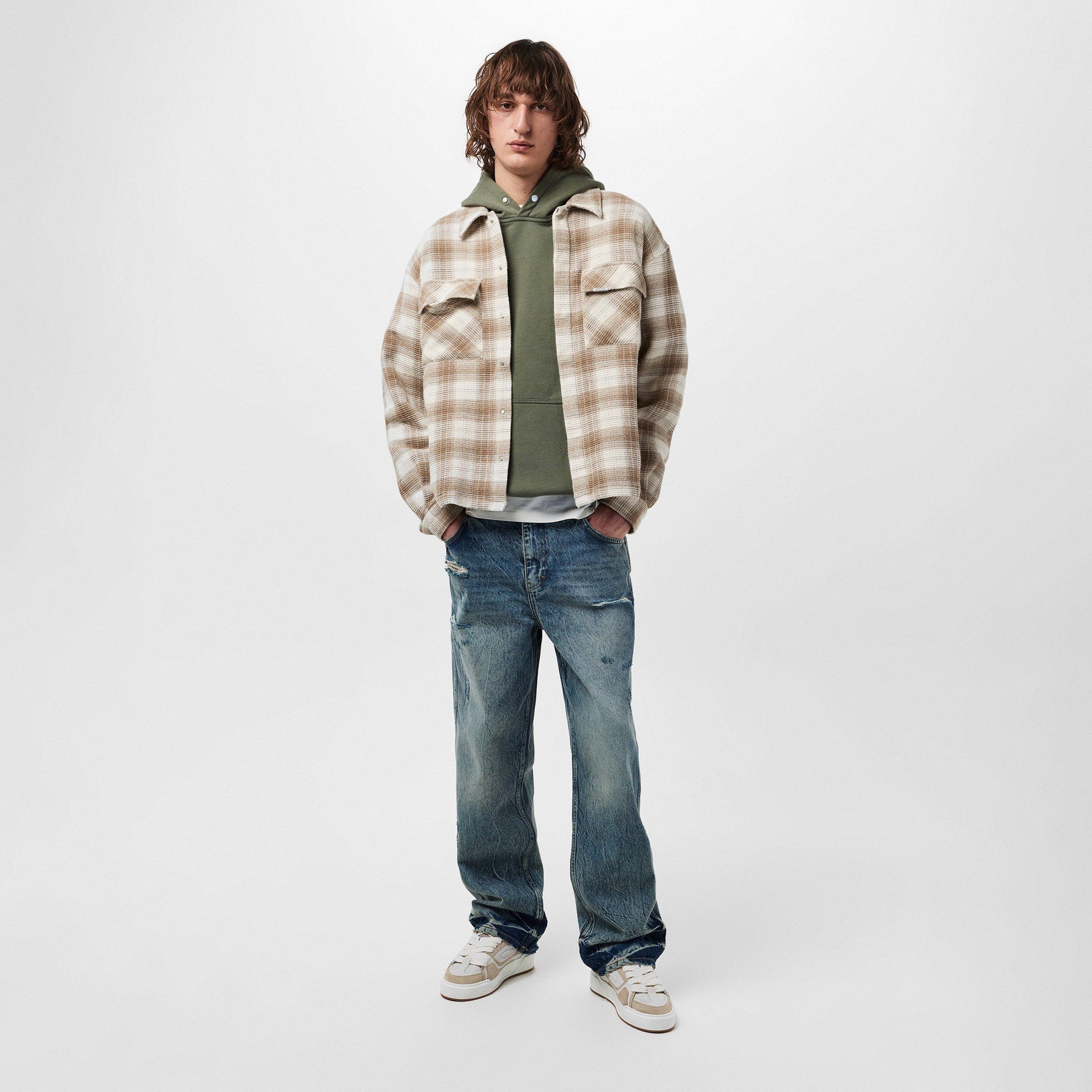 Men's Waffle Flannel Shirt, Textured Fabric