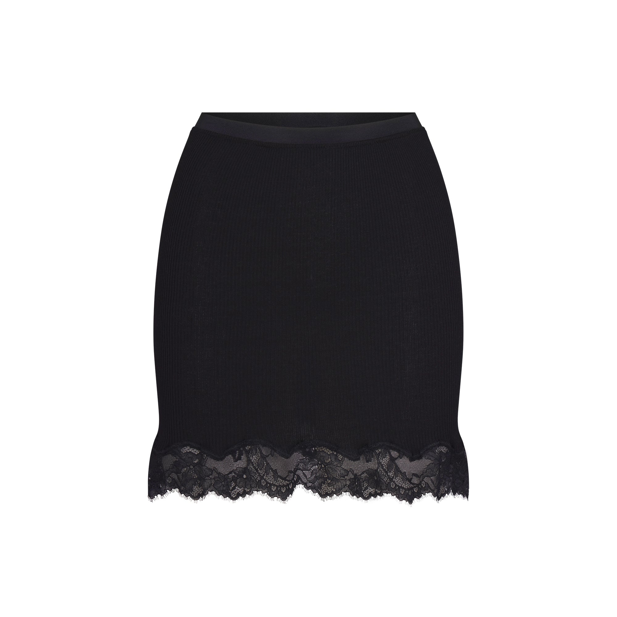 Rib Knit Lace Mini Skirt