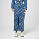 Rigid-Denim Maxi Skirt