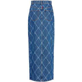 Rigid-Denim Maxi Skirt