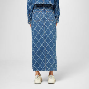 Rigid-Denim Maxi Skirt