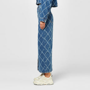 Rigid-Denim Maxi Skirt