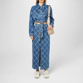 Rigid-Denim Maxi Skirt