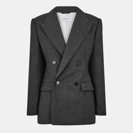 Double Breasted Wool Long Sleeve Blazer